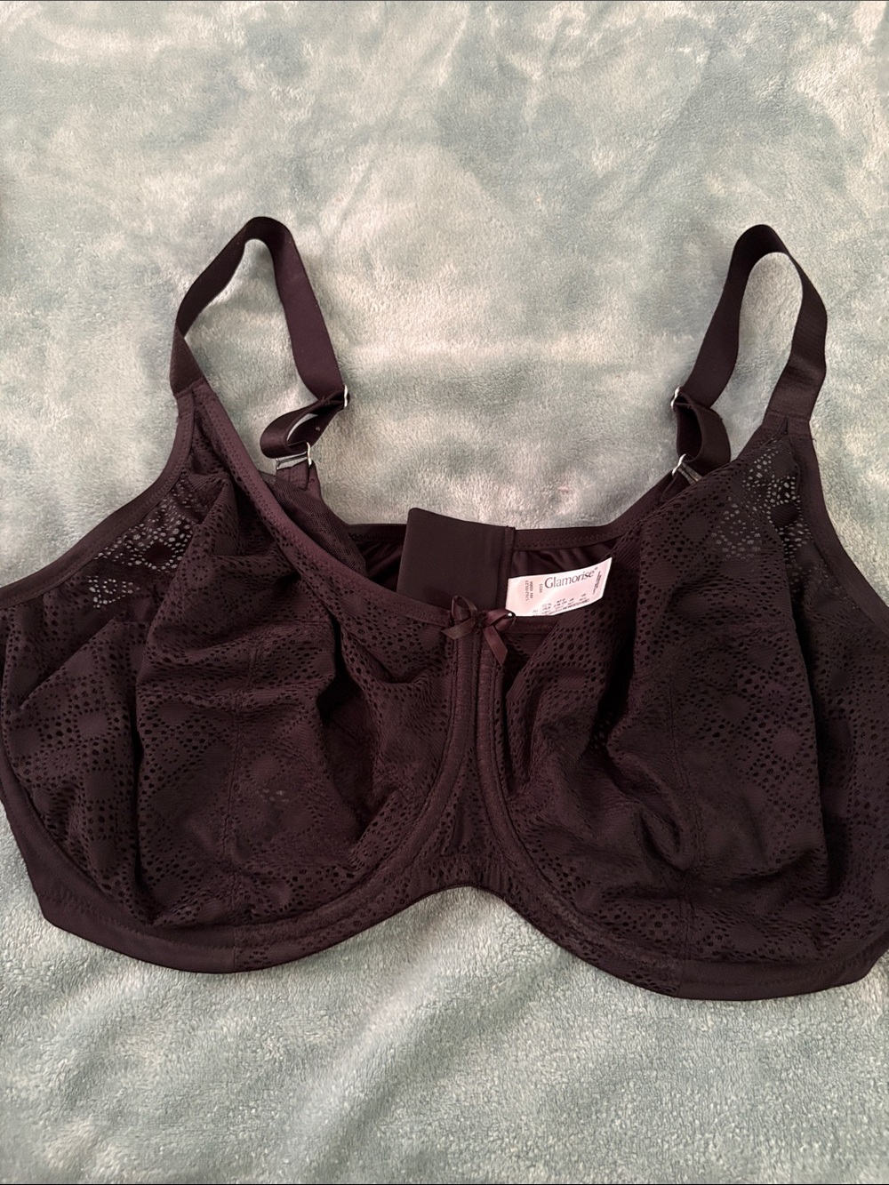 Glamorise Black Full-Figure Lace-Overlay Underwire Bra